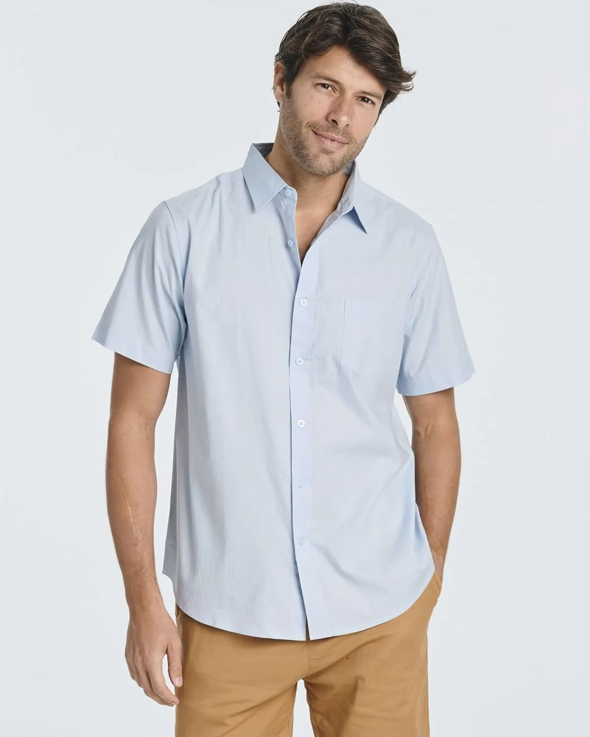 Real Essentials 3 Pack: Men's Regular-Fit Short-Sleeve Poplin Shirt (Available in Big & Tall)