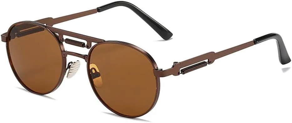 Retro Metal Punk Round Sunglasses Women Fashion Clear Gradient Mirror Shades UV400 Men Trending Spring Sun Glasses