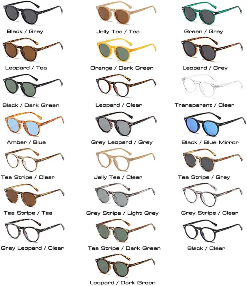 Retro Round Sunglasses Women Fashion Rivets Decoration Shades UV400 Men Punk Dark Green Sun Glasses
