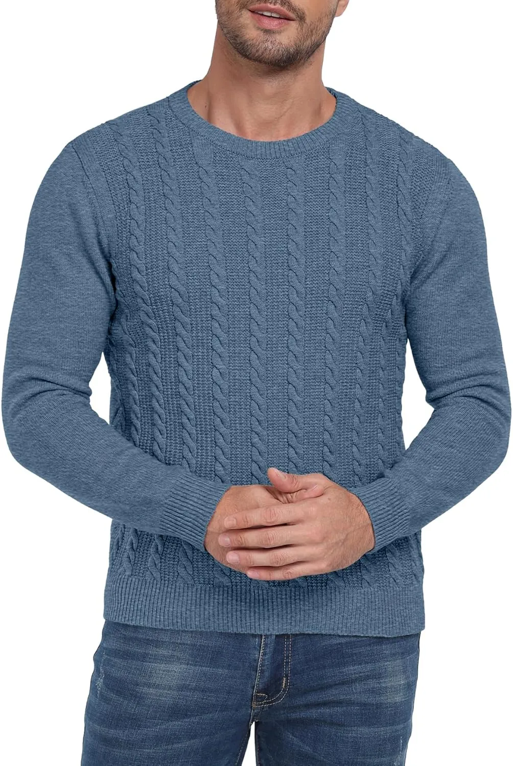 Sailwind Men's Crewneck Pullover Sweater Casual Knitted Twist Sweaters