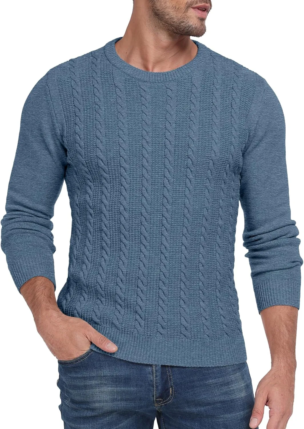 Sailwind Men's Crewneck Pullover Sweater Casual Knitted Twist Sweaters