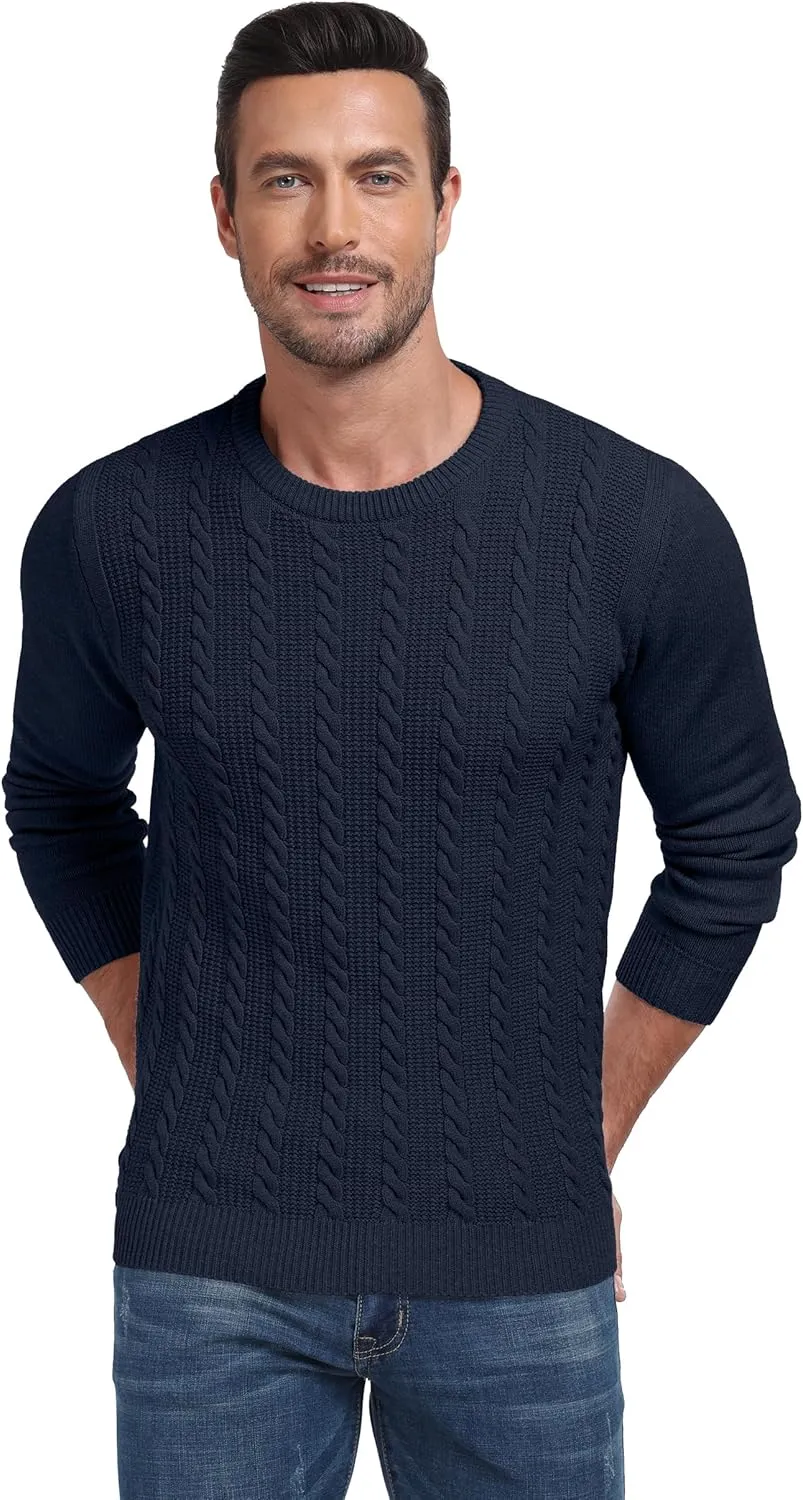 Sailwind Men's Crewneck Pullover Sweater Casual Knitted Twist Sweaters