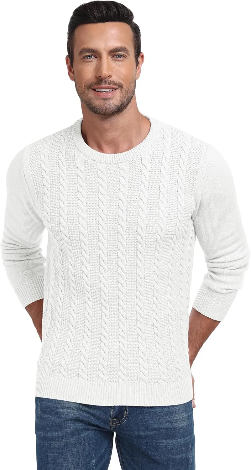 Sailwind Men's Crewneck Pullover Sweater Casual Knitted Twist Sweaters