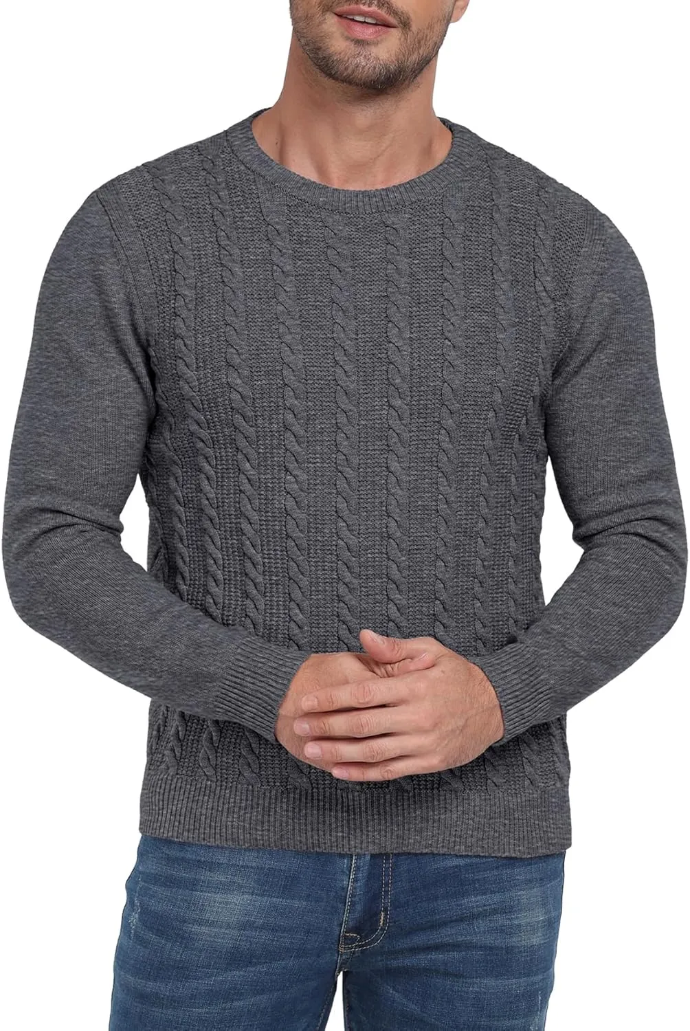 Sailwind Men's Crewneck Pullover Sweater Casual Knitted Twist Sweaters