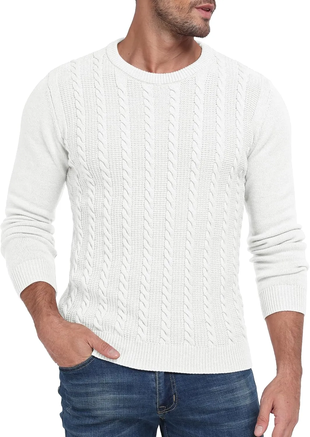 Sailwind Men's Crewneck Pullover Sweater Casual Knitted Twist Sweaters