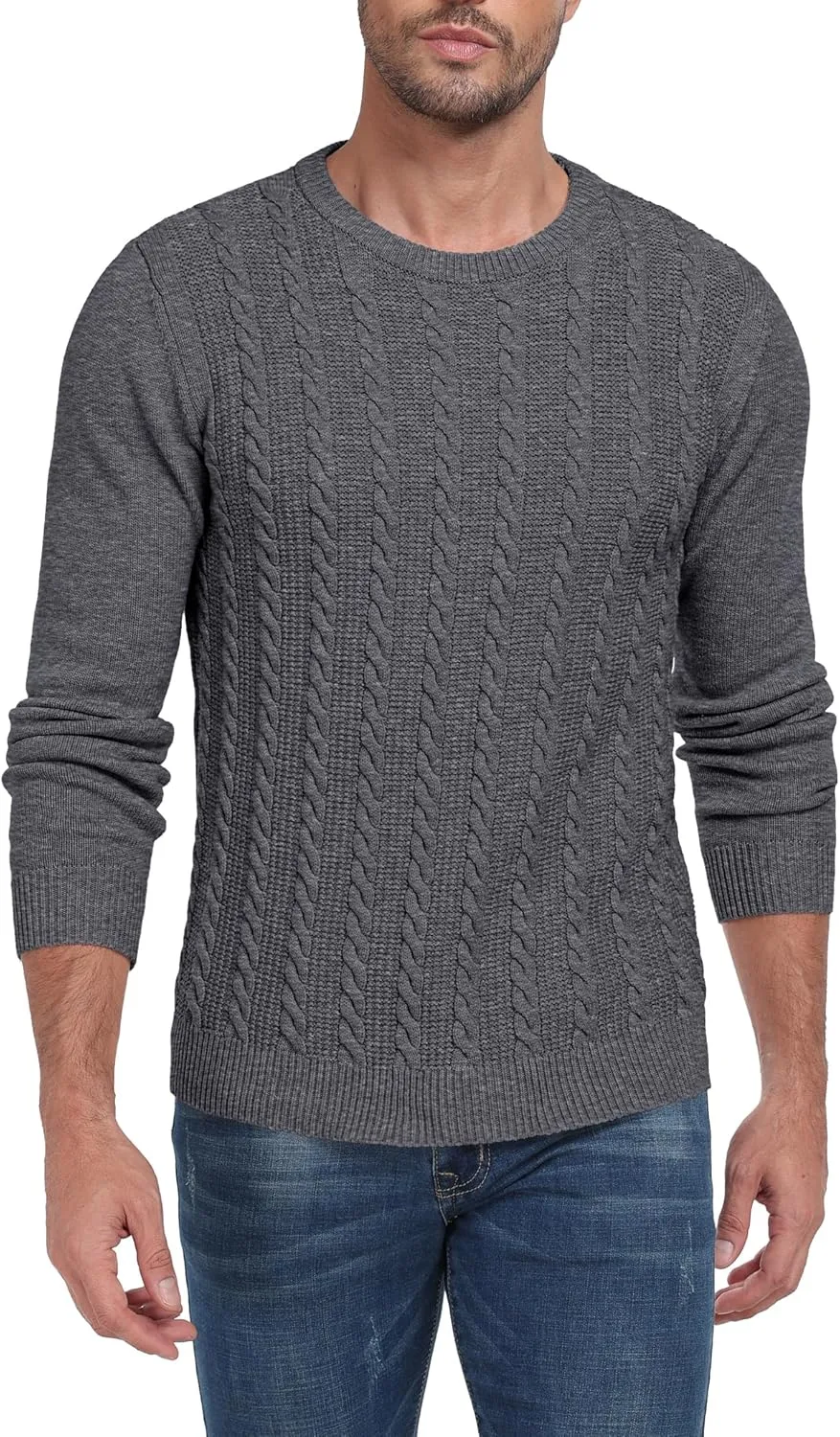 Sailwind Men's Crewneck Pullover Sweater Casual Knitted Twist Sweaters