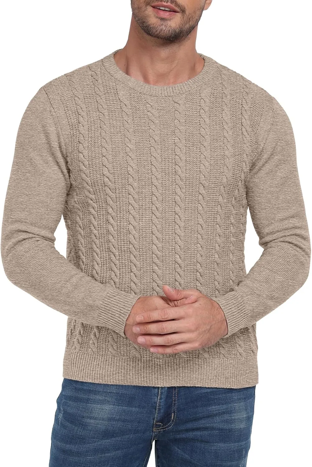 Sailwind Men's Crewneck Pullover Sweater Casual Knitted Twist Sweaters