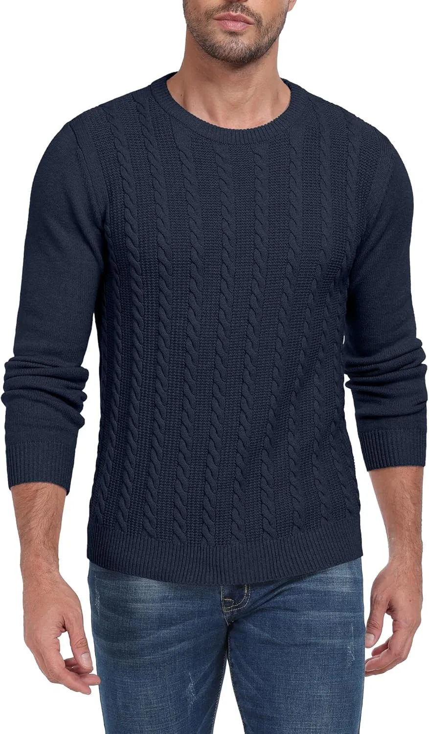 Sailwind Men's Crewneck Pullover Sweater Casual Knitted Twist Sweaters