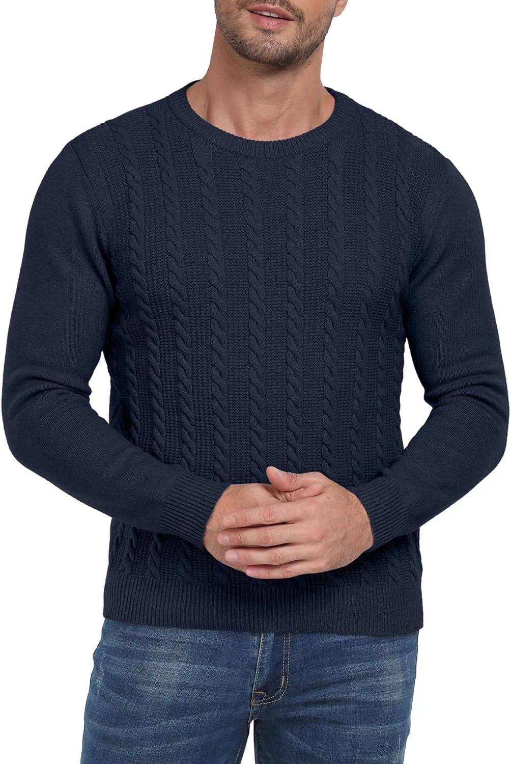 Sailwind Men's Crewneck Pullover Sweater Casual Knitted Twist Sweaters