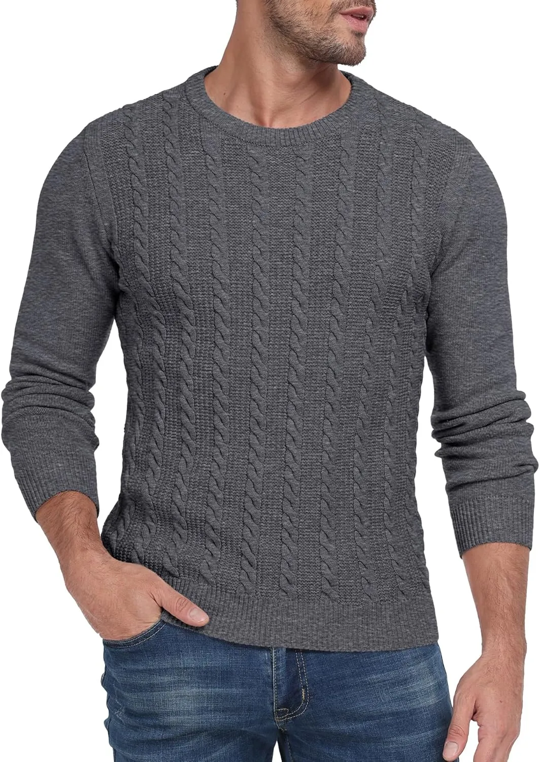 Sailwind Men's Crewneck Pullover Sweater Casual Knitted Twist Sweaters