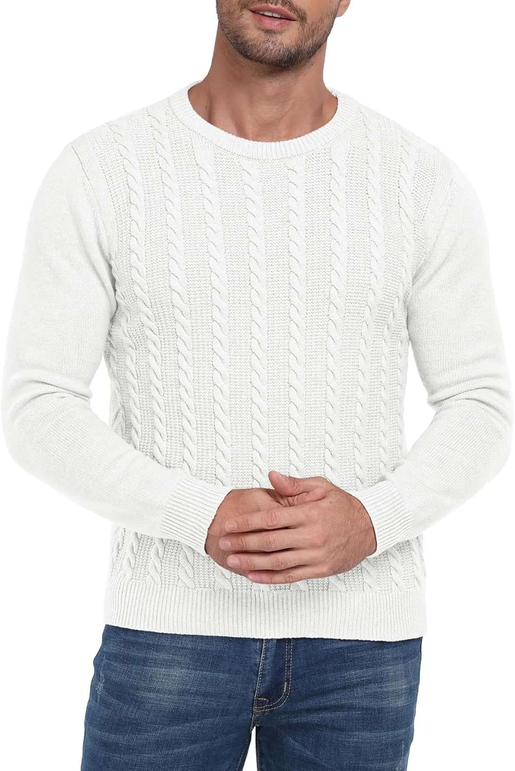 Sailwind Men's Crewneck Pullover Sweater Casual Knitted Twist Sweaters