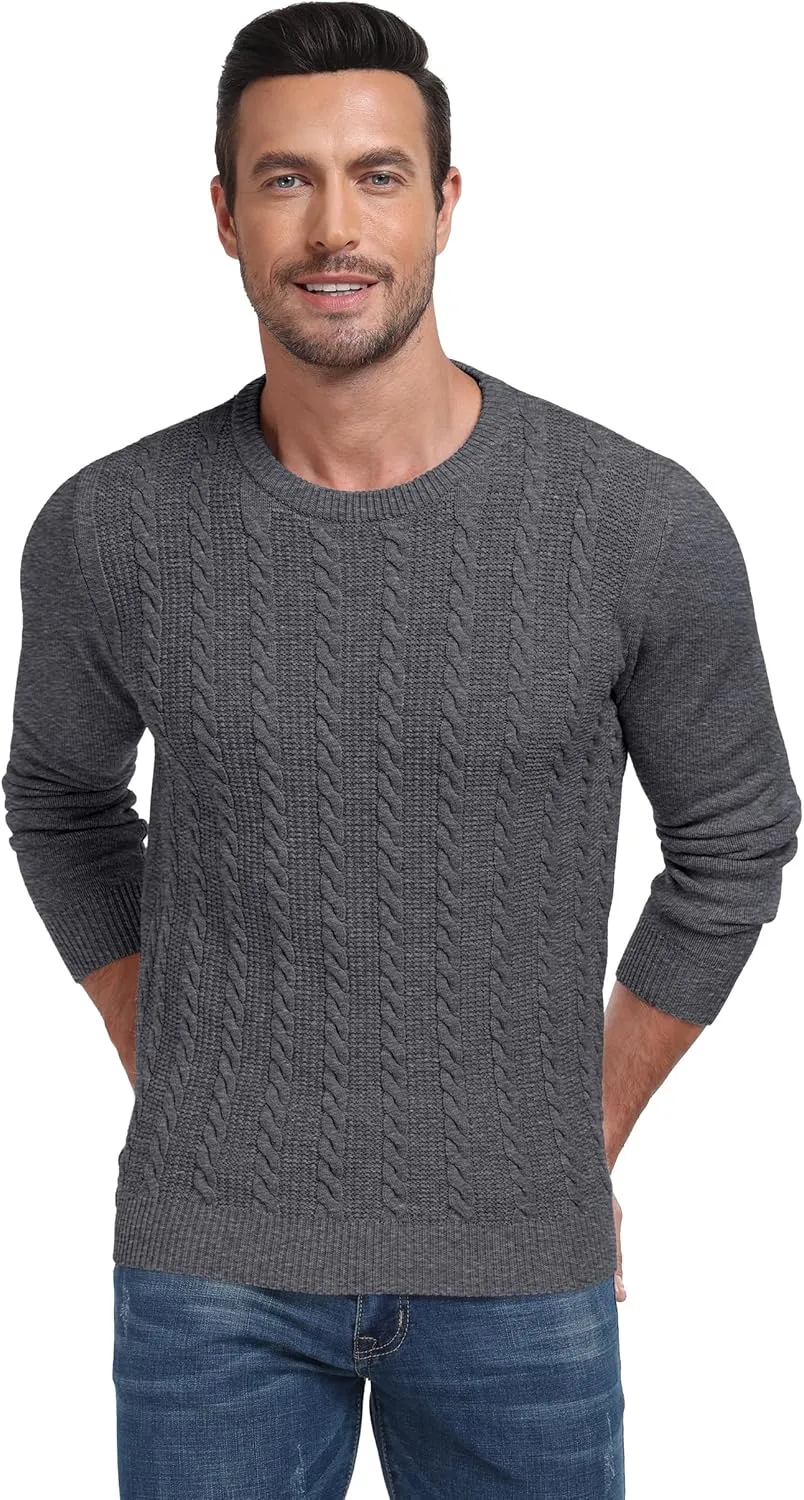 Sailwind Men's Crewneck Pullover Sweater Casual Knitted Twist Sweaters