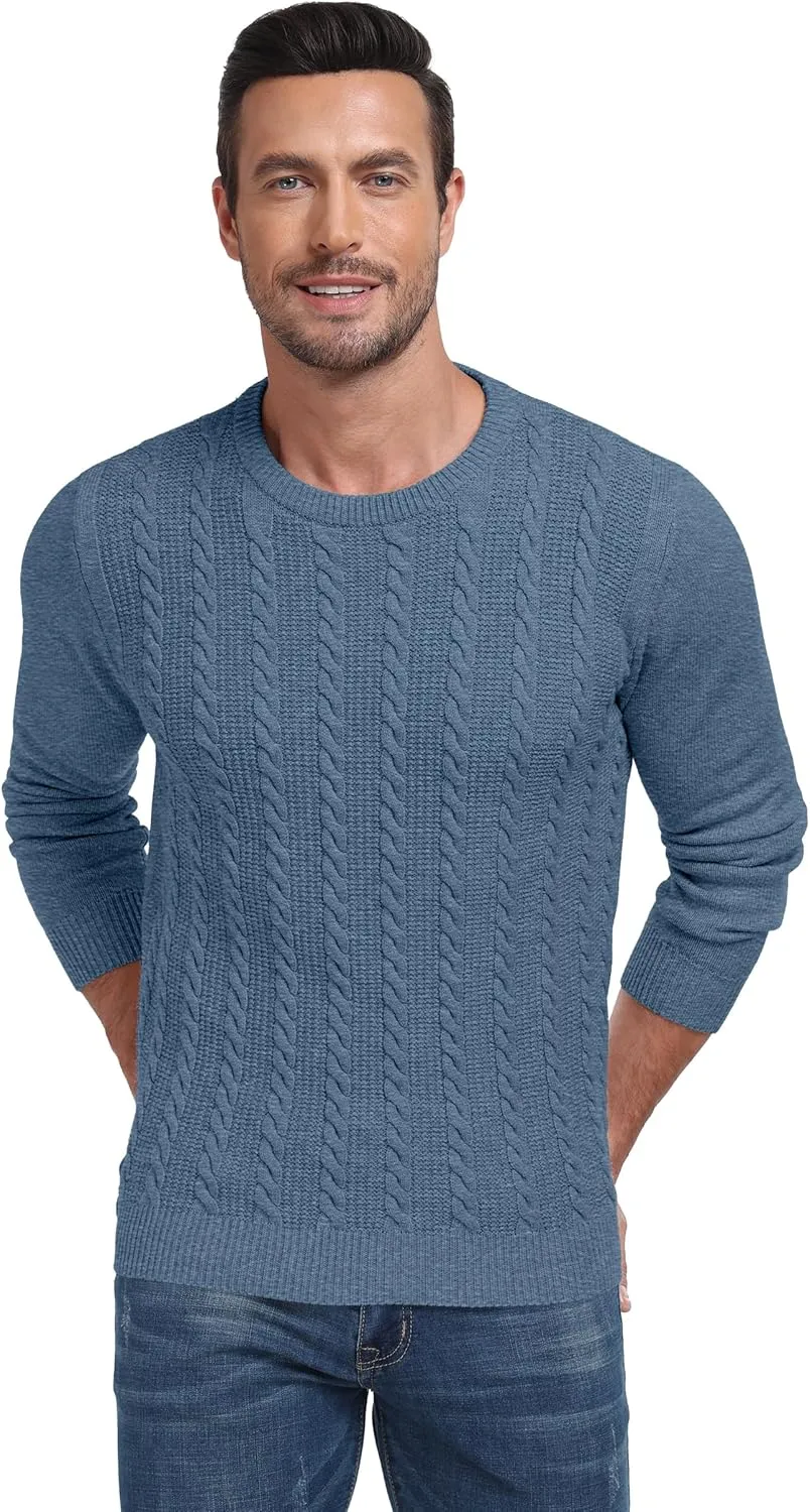 Sailwind Men's Crewneck Pullover Sweater Casual Knitted Twist Sweaters