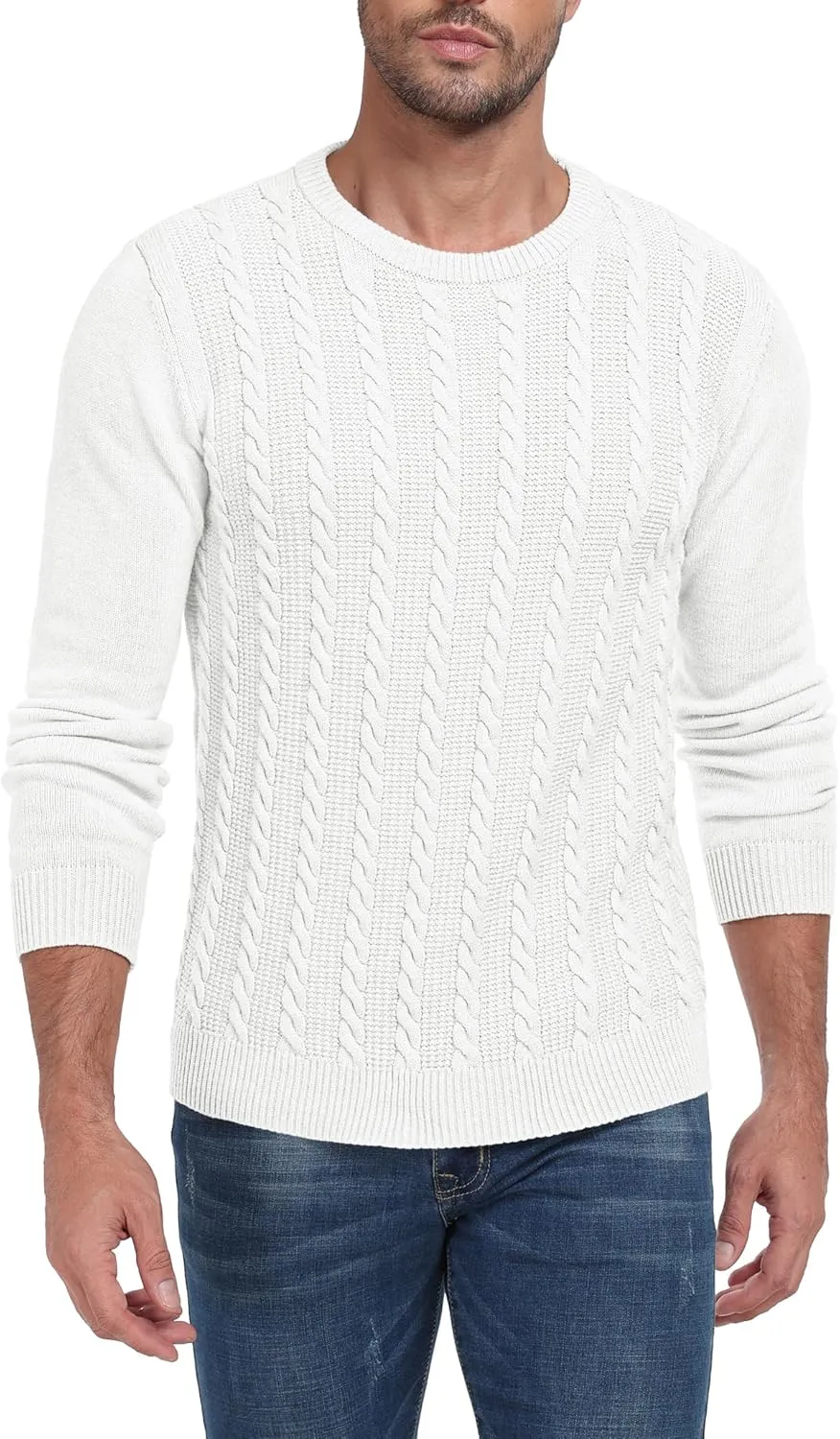 Sailwind Men's Crewneck Pullover Sweater Casual Knitted Twist Sweaters