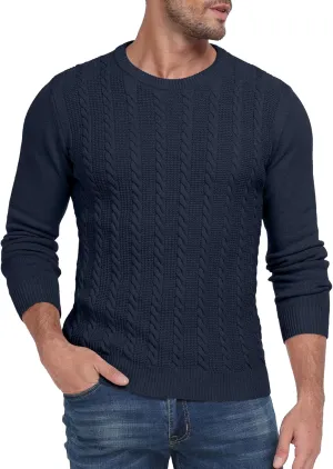 Sailwind Men's Crewneck Pullover Sweater Casual Knitted Twist Sweaters