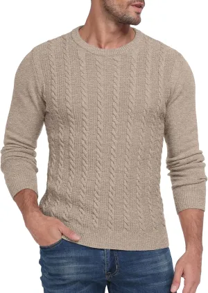 Sailwind Men's Crewneck Pullover Sweater Casual Knitted Twist Sweaters