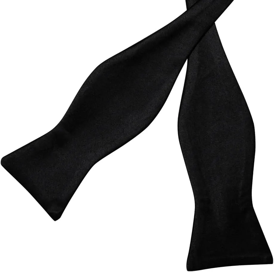 Self-tie Bowtie Pocket Square Cufflinks Set Classic Solid Silk Bow Tie Knot for Wedding