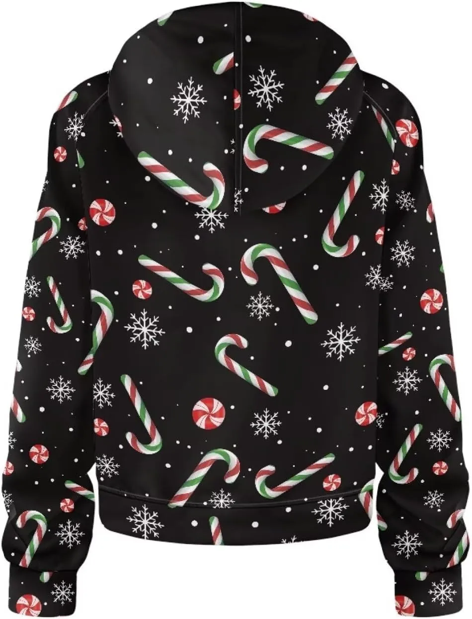 Short Hooded Sweatshirt for Women Soft Long Sleeve 1/2 Zipper Loose Hoodies with Pocket Custom Print Crop Tops