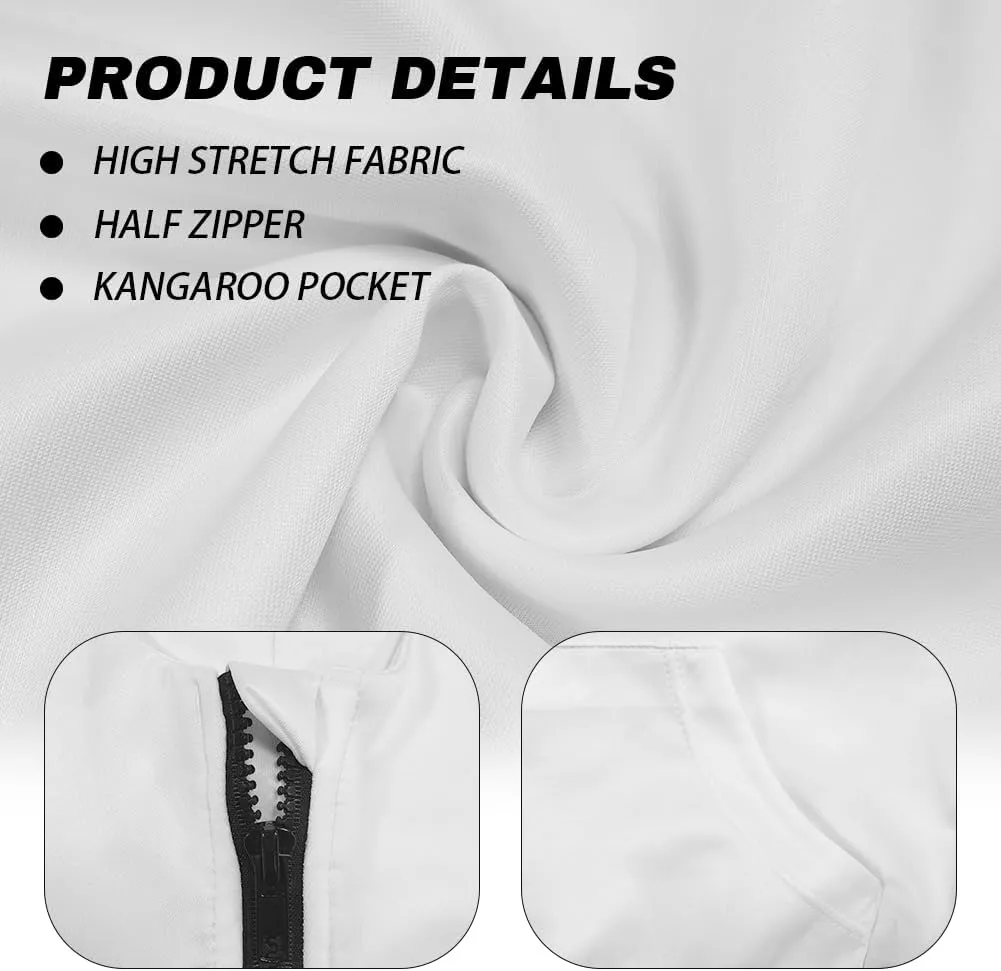 Short Hooded Sweatshirt for Women Soft Long Sleeve 1/2 Zipper Loose Hoodies with Pocket Custom Print Crop Tops