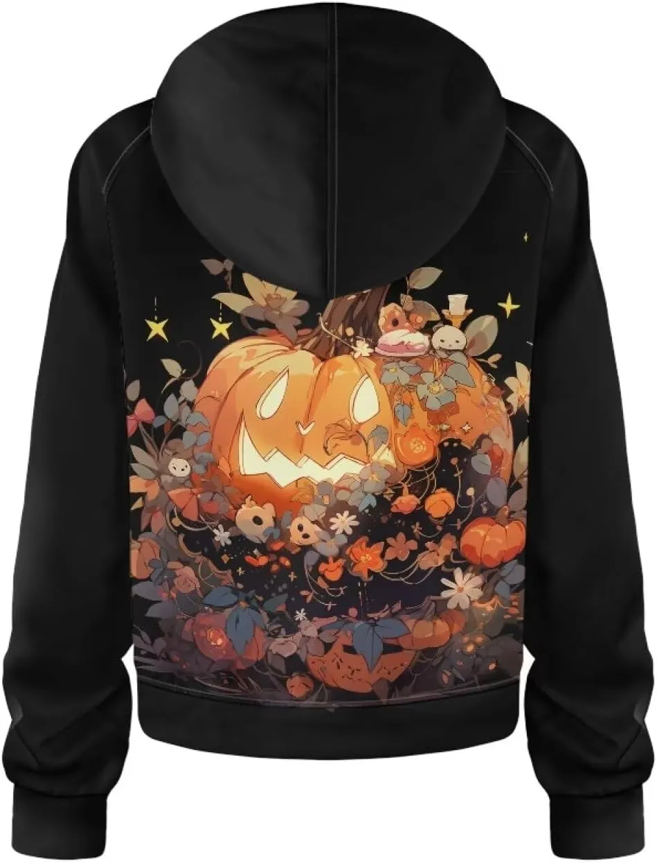 Short Hooded Sweatshirt for Women Soft Long Sleeve 1/2 Zipper Loose Hoodies with Pocket Custom Print Crop Tops