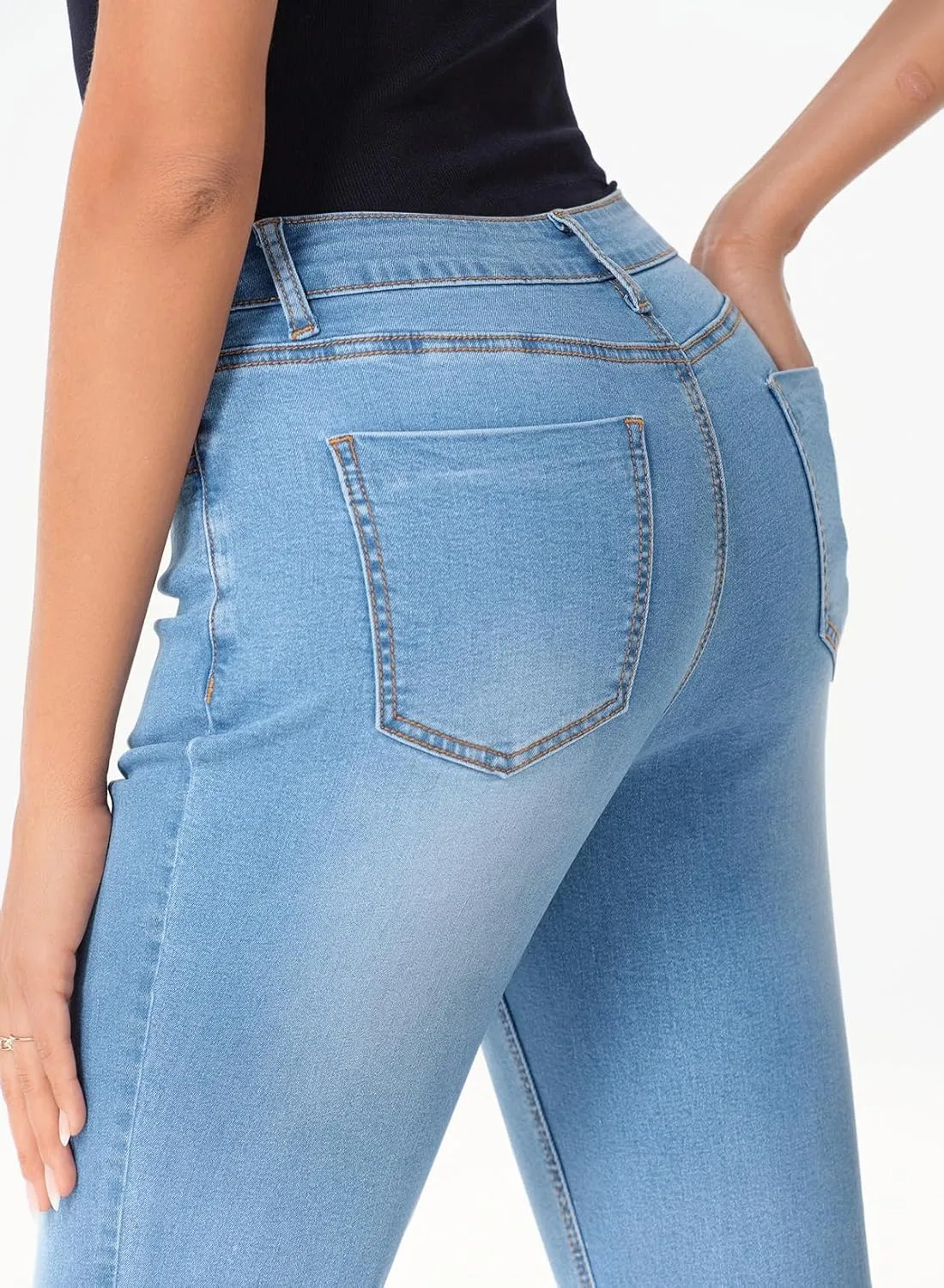 Sidefeel Women's High Waisted Bell Bottom Bootcut Jeans Flared Wide Leg Denim Pants
