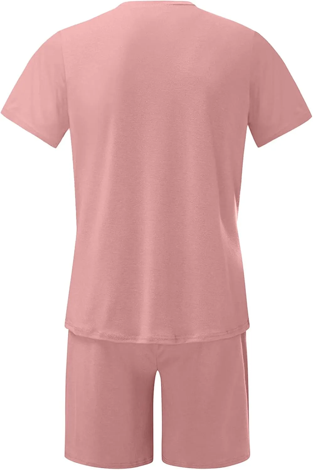 Sinzelimin Sport Casual Set for Men Two Piece Tracksuit O-Neck Short Sleeves Tees Shirts Shorts Sweatpant Jogger Workout Suit