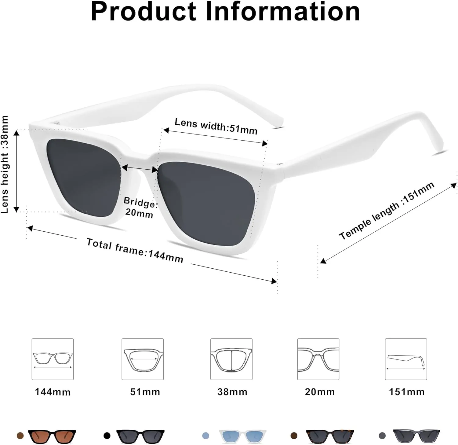 SOJOS Polarized Narrow Square Cateye Sunglasses for Women Retro Trendy Driving Glasses SJ2169