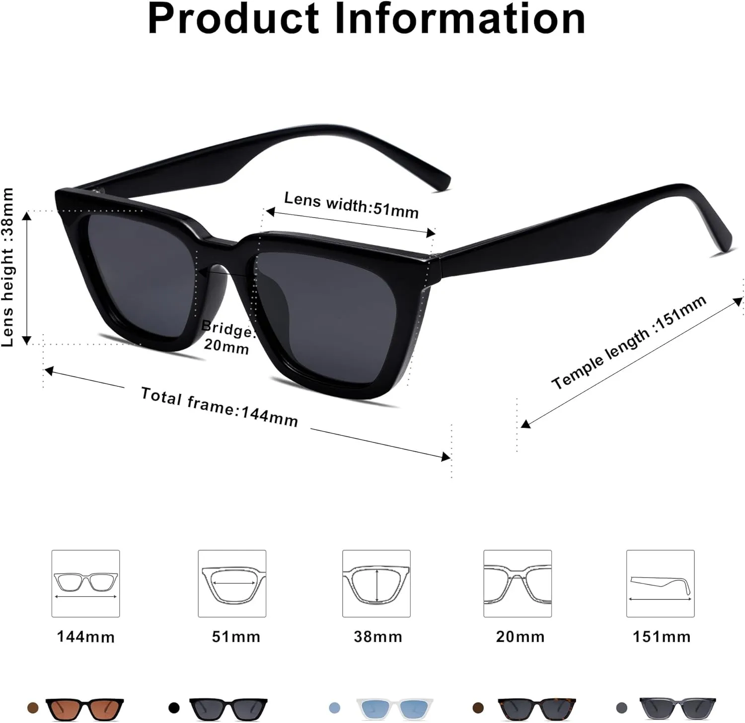 SOJOS Polarized Narrow Square Cateye Sunglasses for Women Retro Trendy Driving Glasses SJ2169