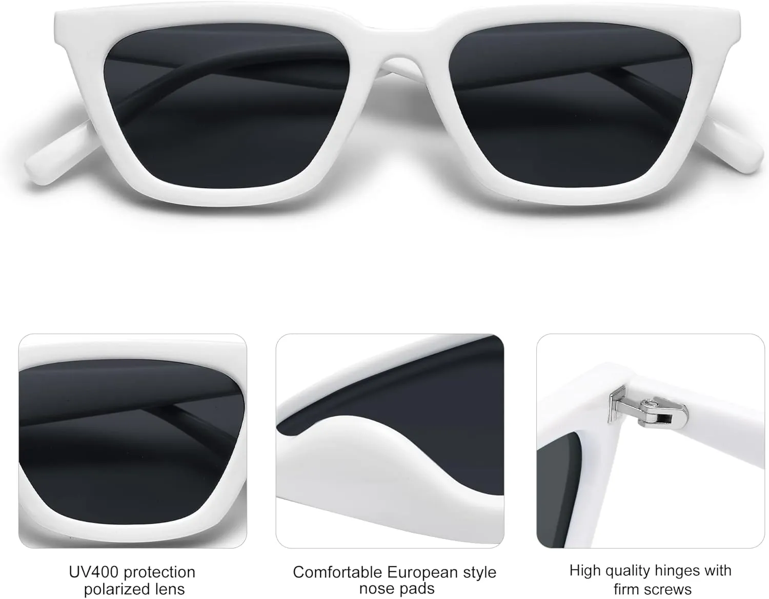 SOJOS Polarized Narrow Square Cateye Sunglasses for Women Retro Trendy Driving Glasses SJ2169