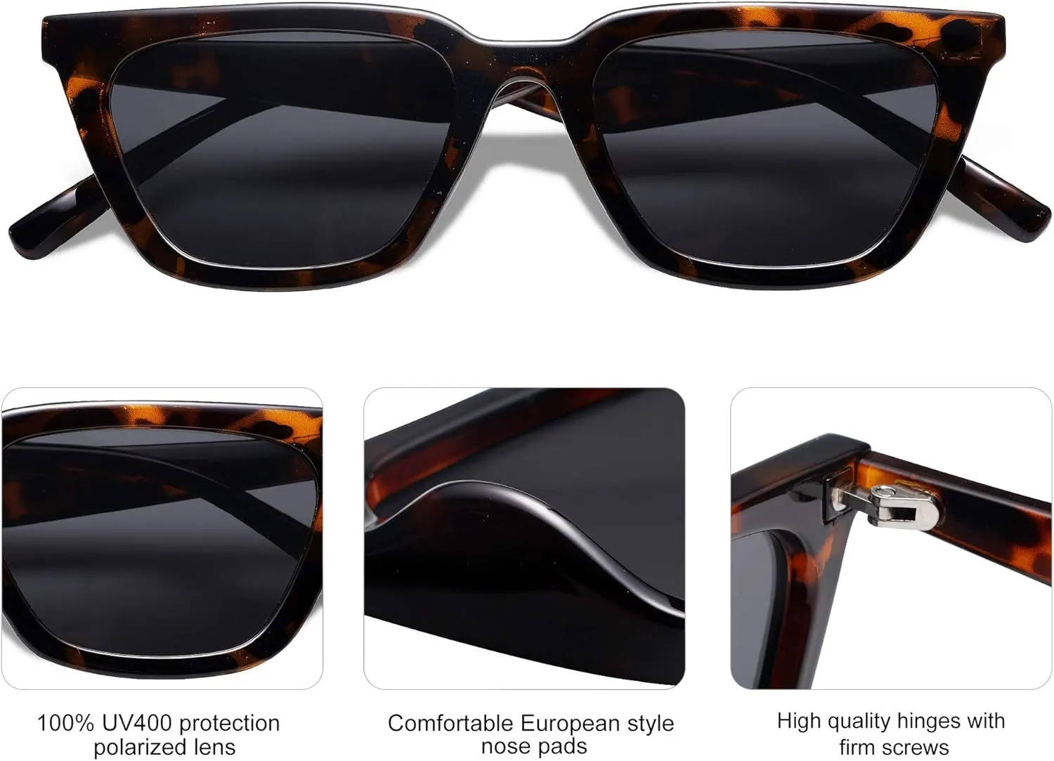 SOJOS Polarized Narrow Square Cateye Sunglasses for Women Retro Trendy Driving Glasses SJ2169
