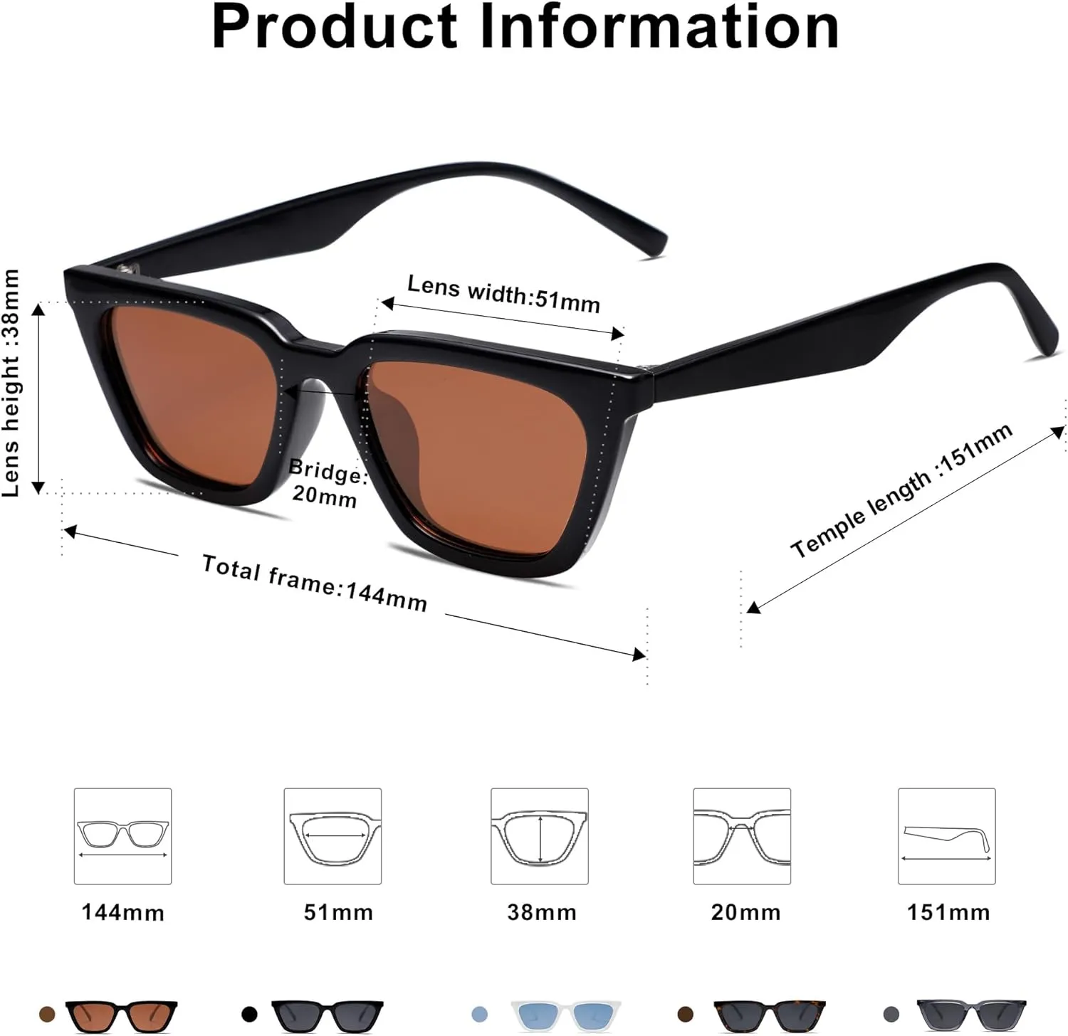 SOJOS Polarized Narrow Square Cateye Sunglasses for Women Retro Trendy Driving Glasses SJ2169