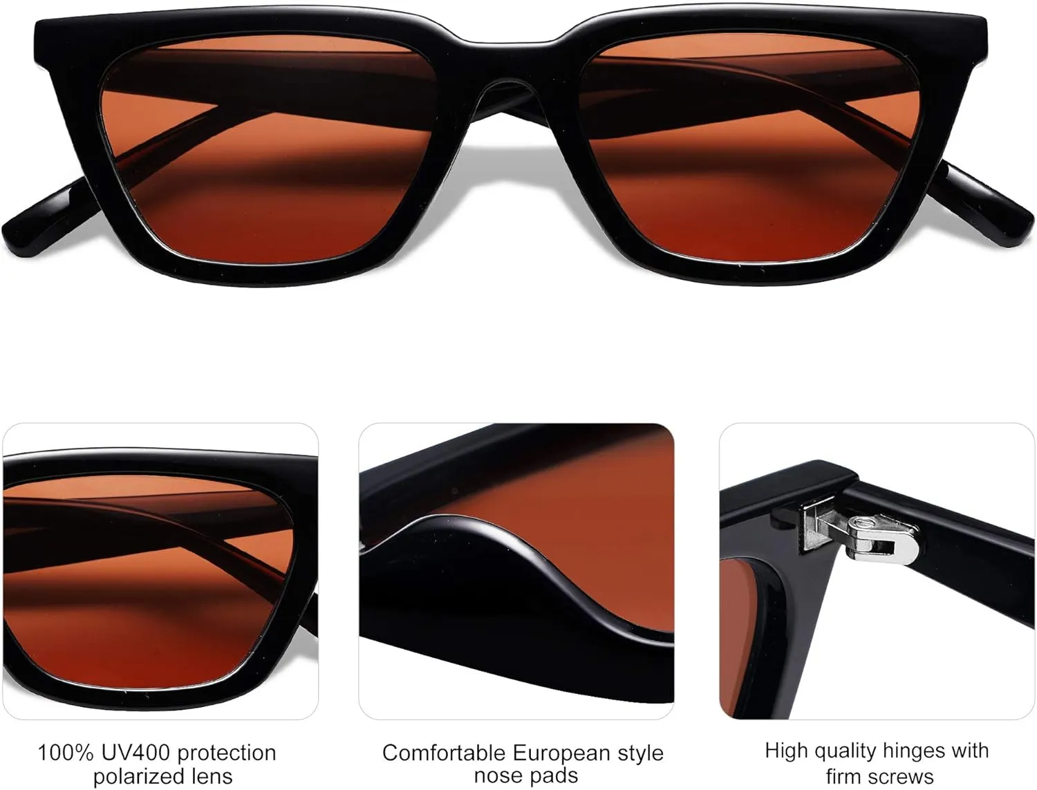 SOJOS Polarized Narrow Square Cateye Sunglasses for Women Retro Trendy Driving Glasses SJ2169