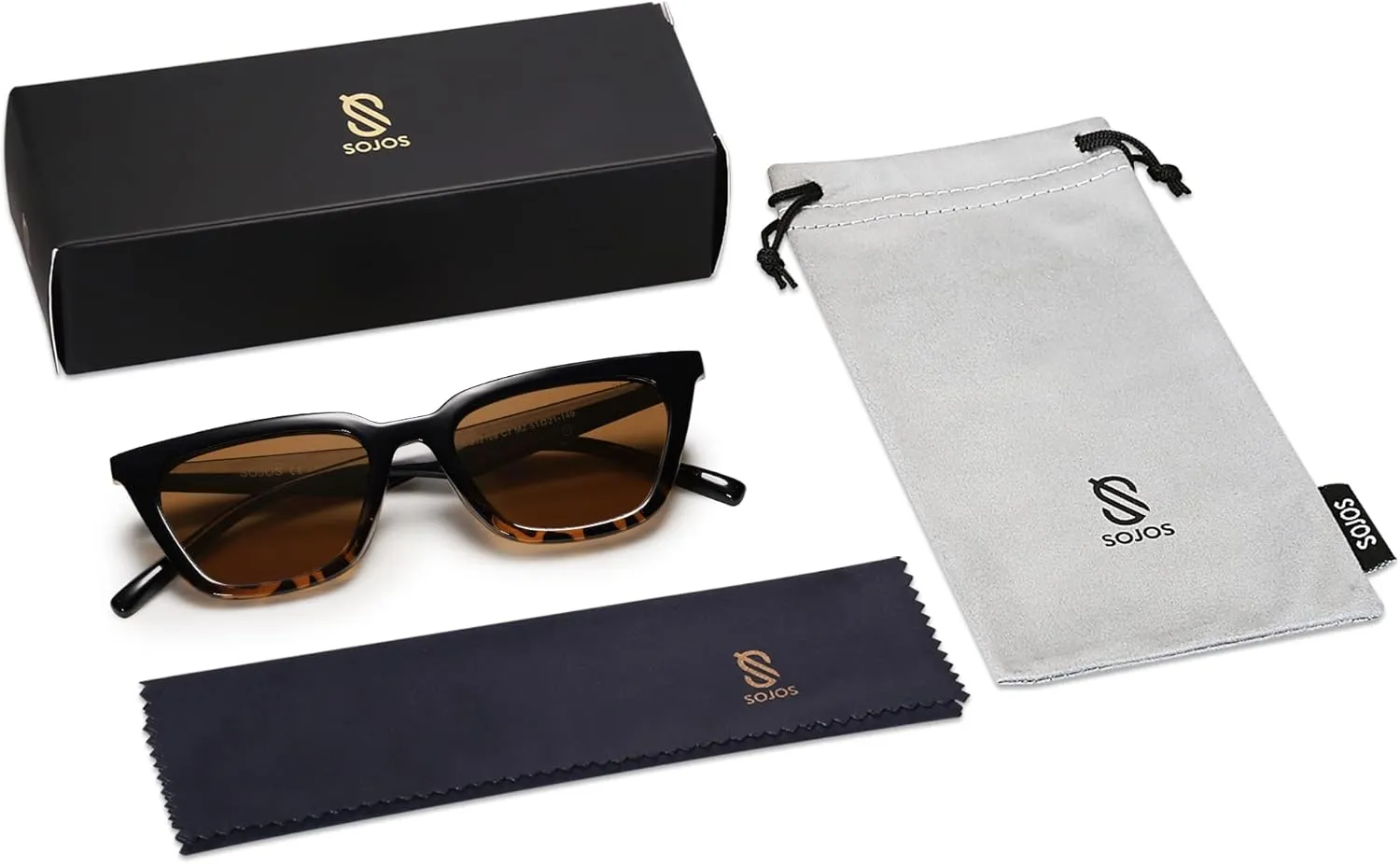 SOJOS Polarized Narrow Square Cateye Sunglasses for Women Retro Trendy Driving Glasses SJ2169