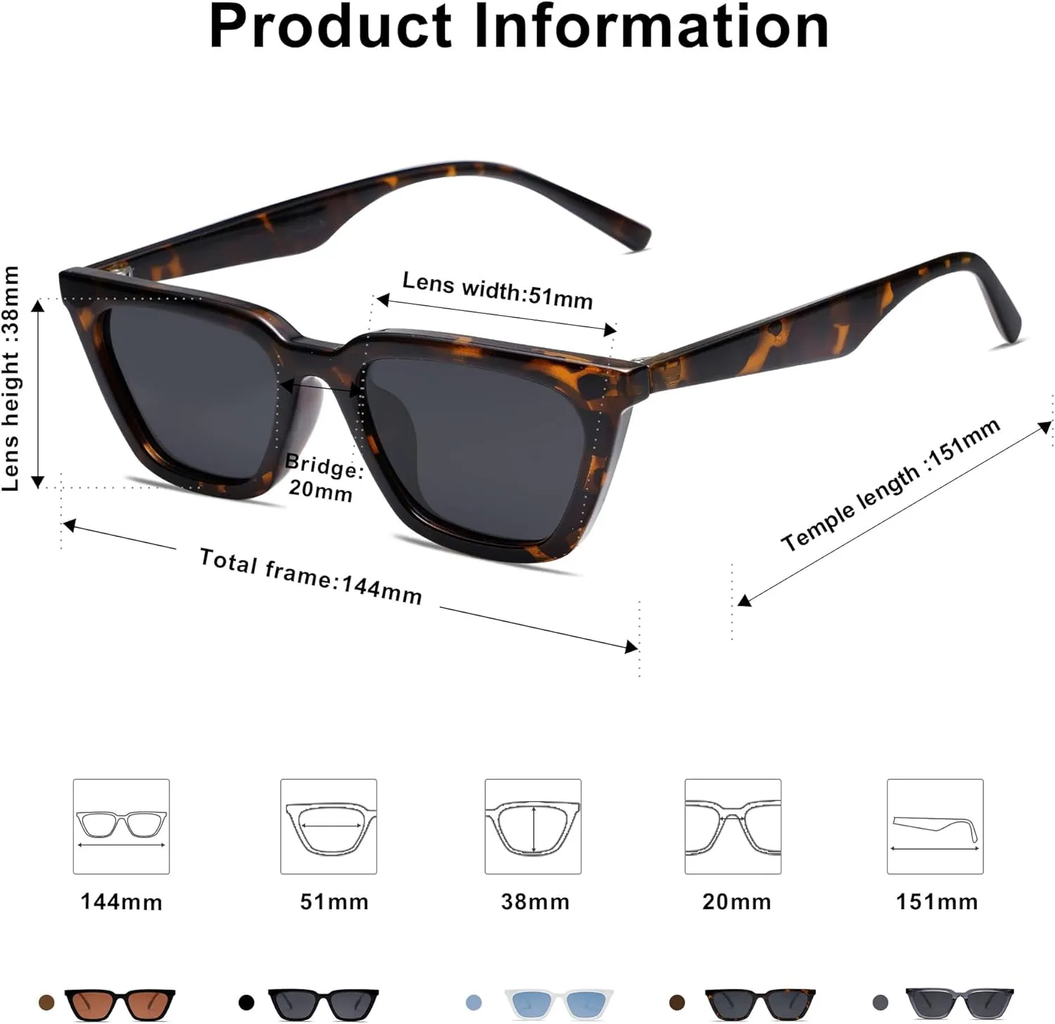 SOJOS Polarized Narrow Square Cateye Sunglasses for Women Retro Trendy Driving Glasses SJ2169