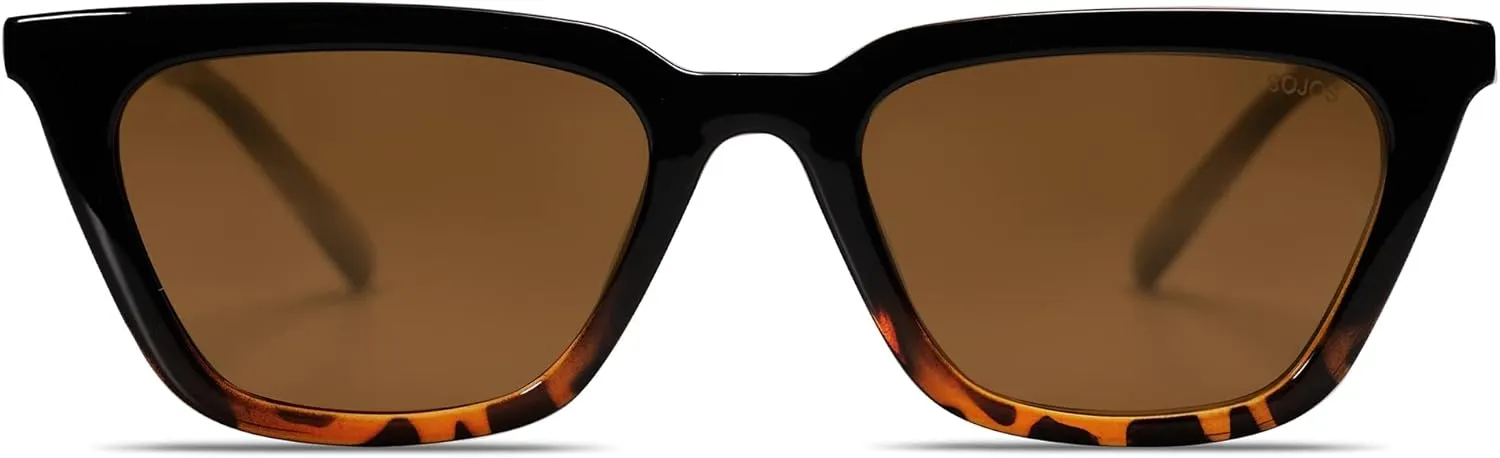 SOJOS Polarized Narrow Square Cateye Sunglasses for Women Retro Trendy Driving Glasses SJ2169