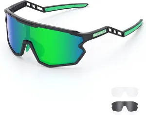 Sports Sunglasses Cycling Glasses Pink Polarized Glasses Baseball glasses with 3 lenses,Fishing,Ski Running Golf