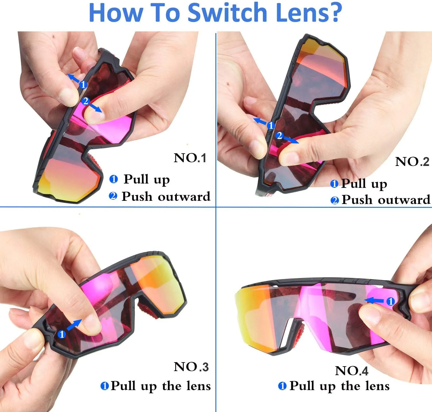 Sports Sunglasses Cycling Glasses Pink Polarized Glasses Baseball glasses with 3 lenses,Fishing,Ski Running Golf