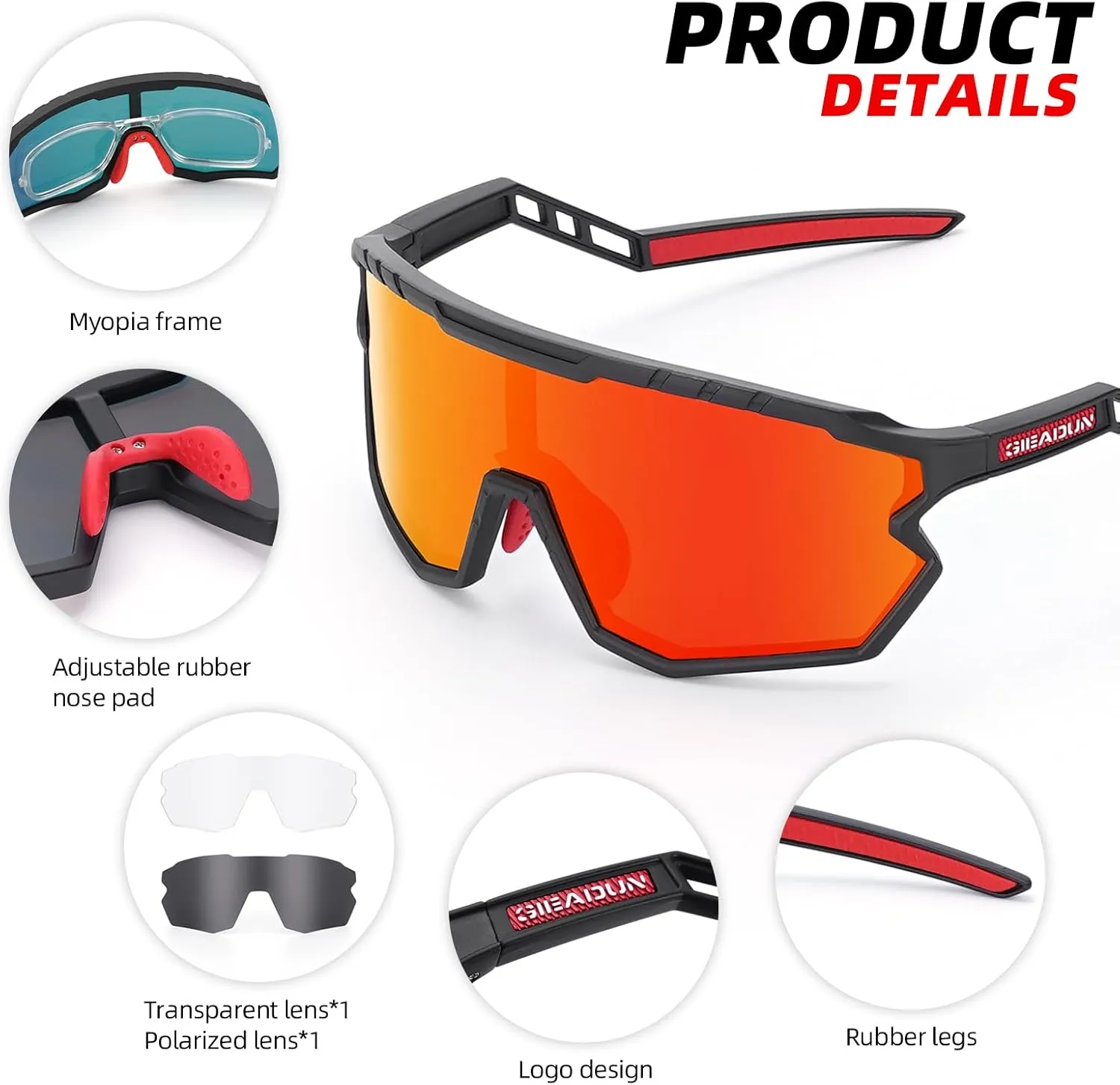 Sports Sunglasses Cycling Glasses Pink Polarized Glasses Baseball glasses with 3 lenses,Fishing,Ski Running Golf