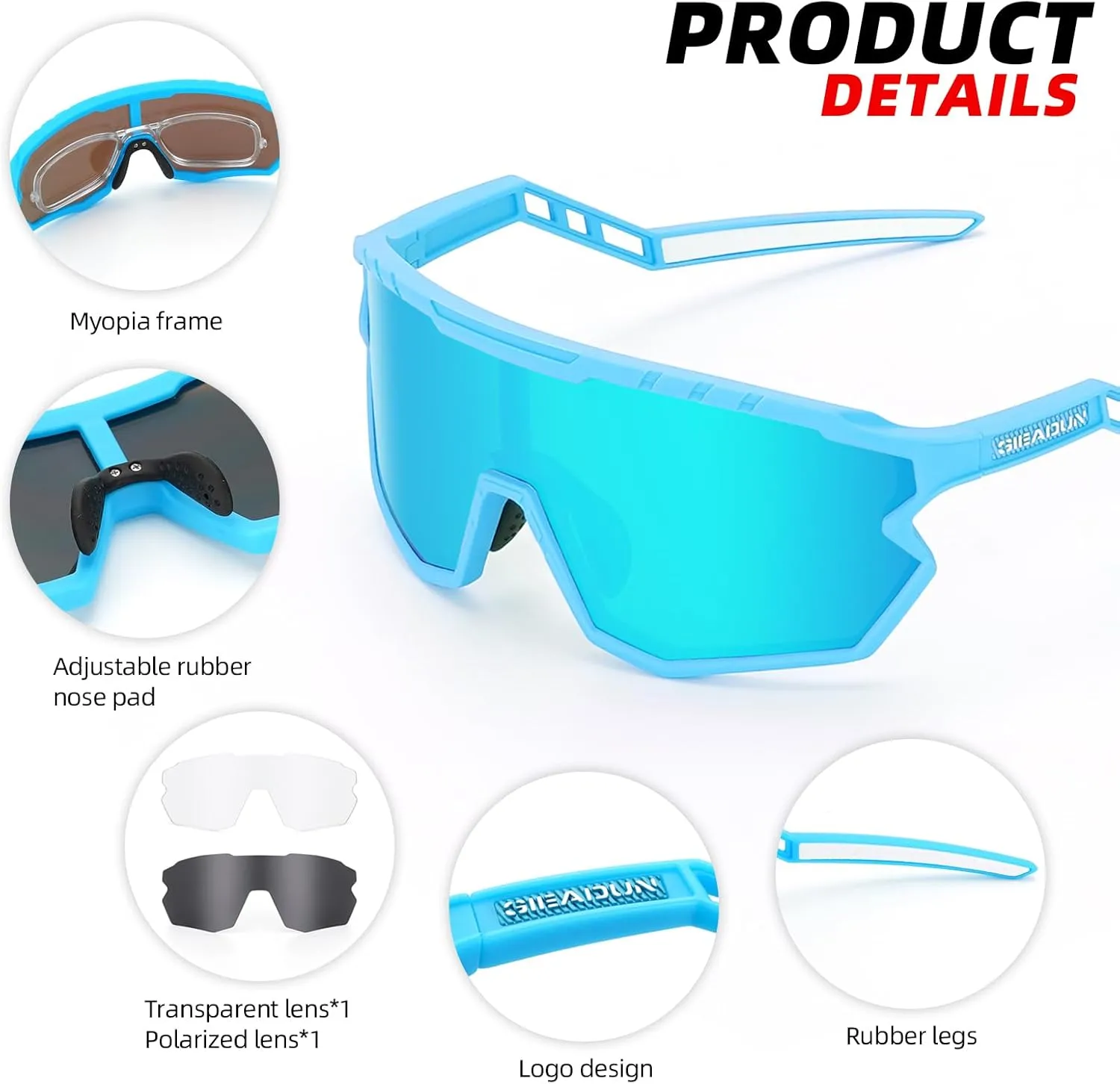 Sports Sunglasses Cycling Glasses Pink Polarized Glasses Baseball glasses with 3 lenses,Fishing,Ski Running Golf