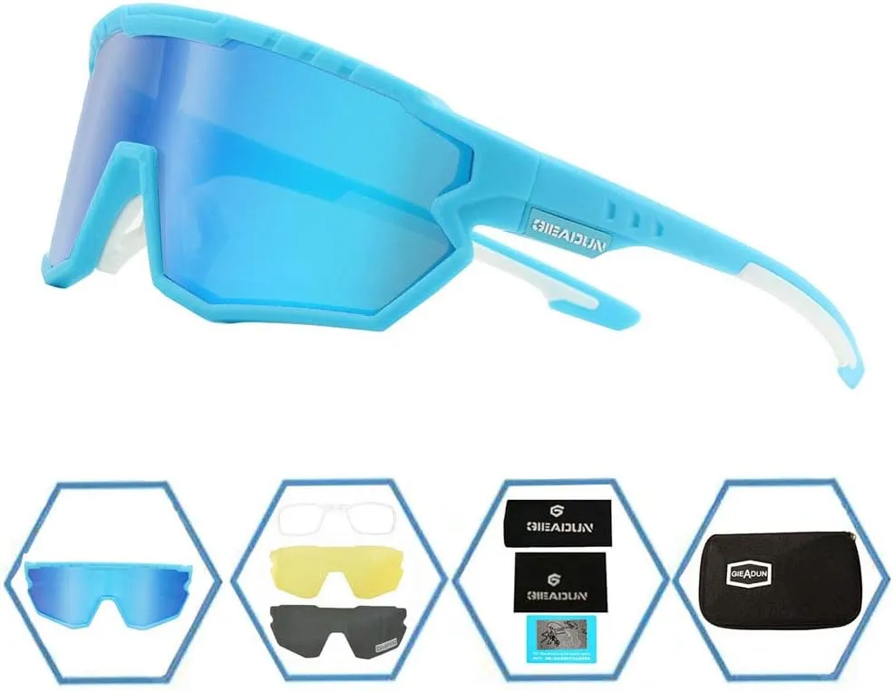 Sports Sunglasses Cycling Glasses Pink Polarized Glasses Baseball glasses with 3 lenses,Fishing,Ski Running Golf