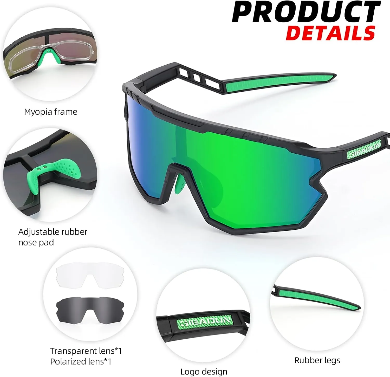 Sports Sunglasses Cycling Glasses Pink Polarized Glasses Baseball glasses with 3 lenses,Fishing,Ski Running Golf