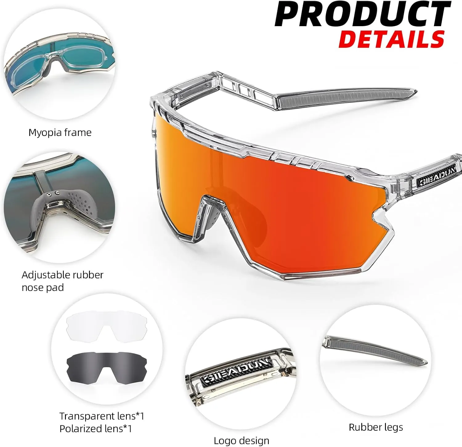 Sports Sunglasses Cycling Glasses Pink Polarized Glasses Baseball glasses with 3 lenses,Fishing,Ski Running Golf