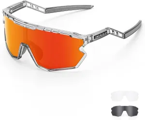 Sports Sunglasses Cycling Glasses Pink Polarized Glasses Baseball glasses with 3 lenses,Fishing,Ski Running Golf