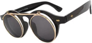 Steampunk Retro Gothic Vintage Hippie Colored Metal Round Circle Frame Sunglasses Colored Lens