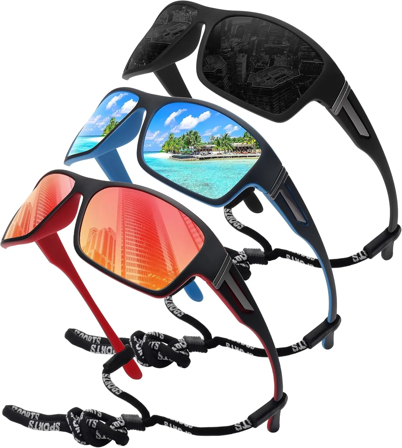 STORYCOAST Polarized Sports Sunglasses for Men Women Unbreakable Frame Cycling Fishing Driving