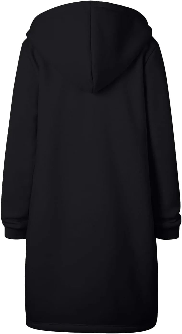 Sunward Hoodies for Women Full Zip up Fleece Sweatshirt Long Oversized Sweatshirts with Pockets Flattering Winter Clothes