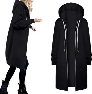 Sunward Hoodies for Women Full Zip up Fleece Sweatshirt Long Oversized Sweatshirts with Pockets Flattering Winter Clothes