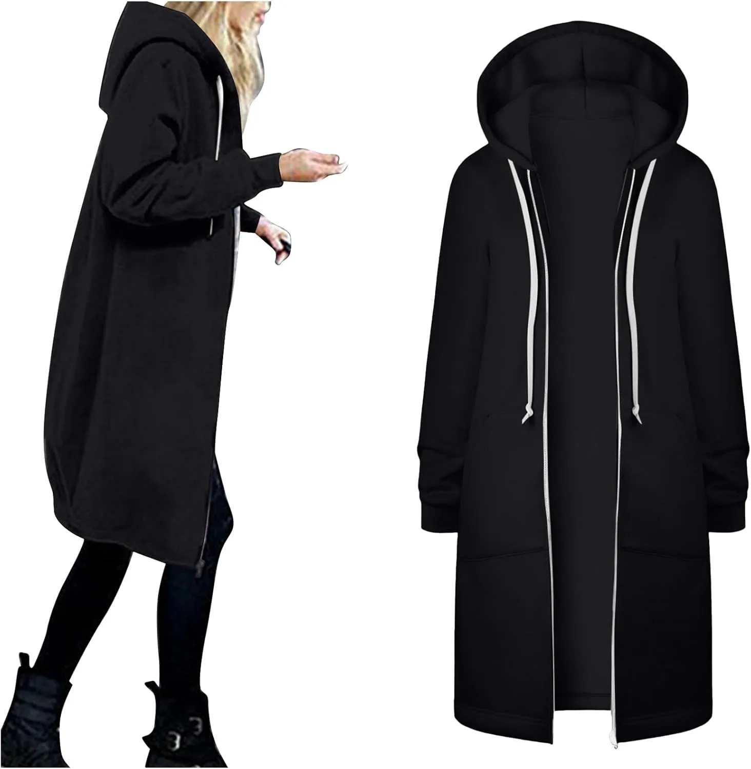 Sunward Hoodies for Women Full Zip up Fleece Sweatshirt Long Oversized Sweatshirts with Pockets Flattering Winter Clothes