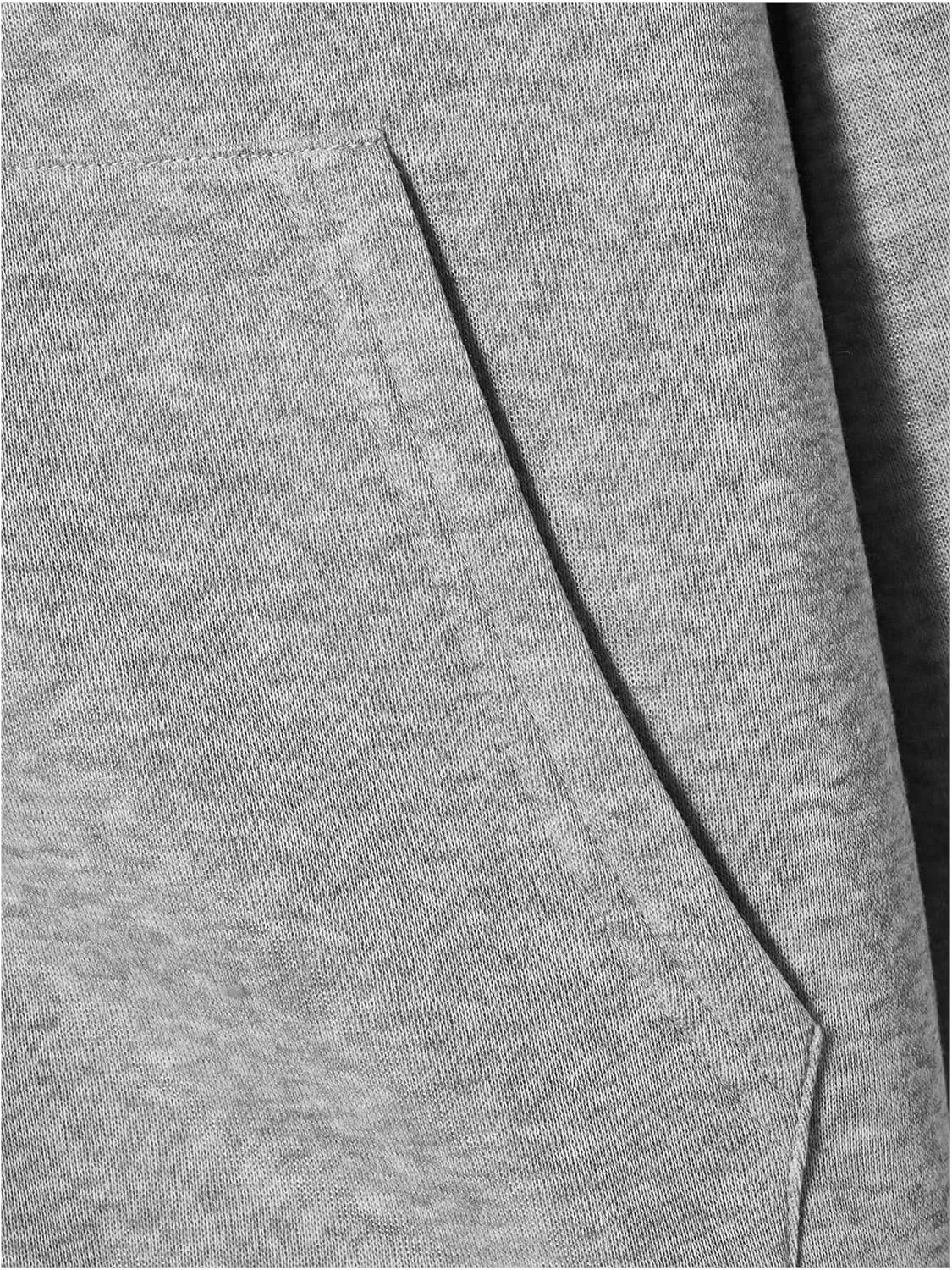 SweatyRocks Men's Big and Tall Hooded Sweatshirt Full Zip Drawstring Long Sleeve Solid Loose Hoodies with Pocket