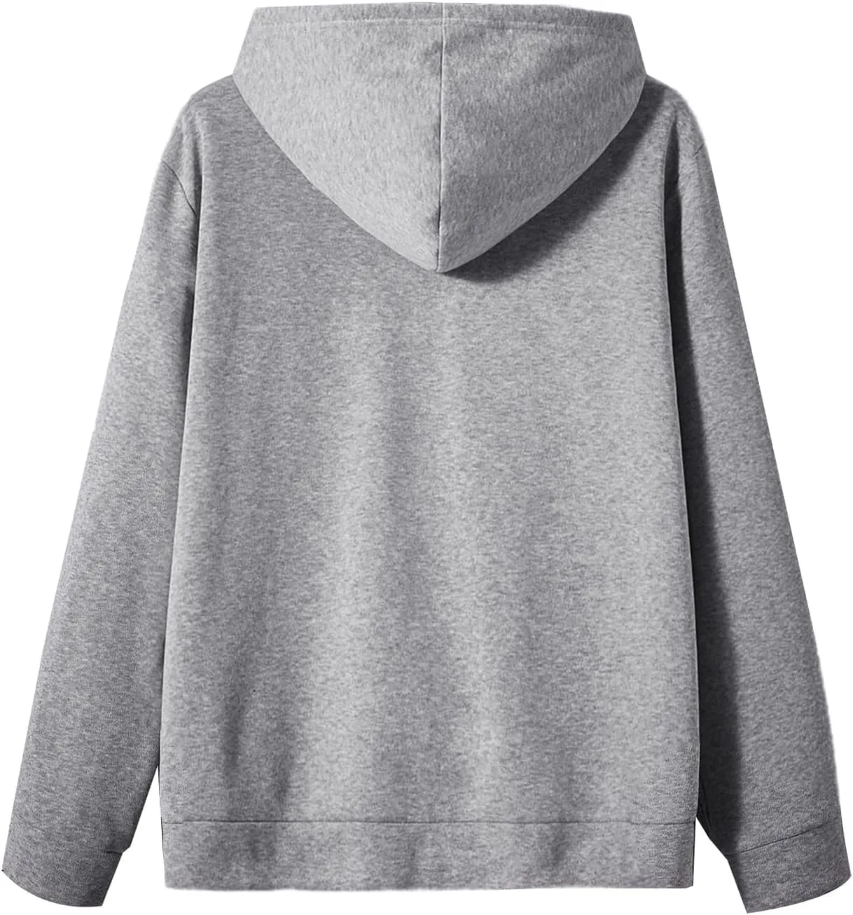 SweatyRocks Men's Big and Tall Hooded Sweatshirt Full Zip Drawstring Long Sleeve Solid Loose Hoodies with Pocket